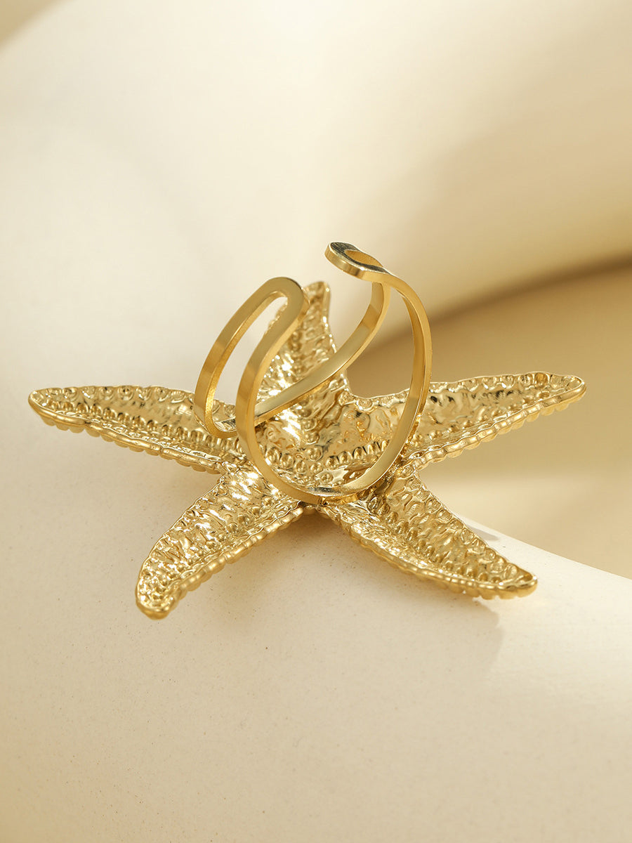 Golden Starfish Ring-Chicvia