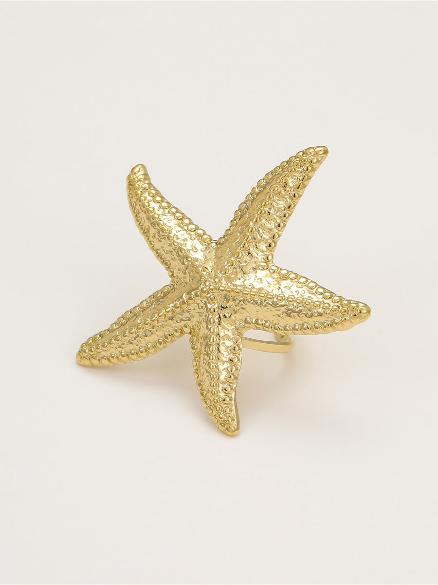 Golden Starfish Ring-Chicvia
