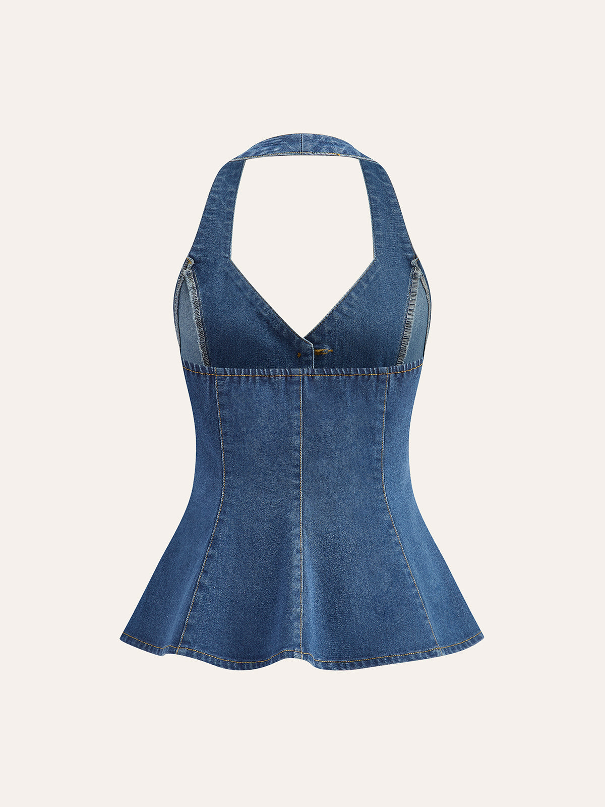 Denim Halter Top With Button Details-Chicvia