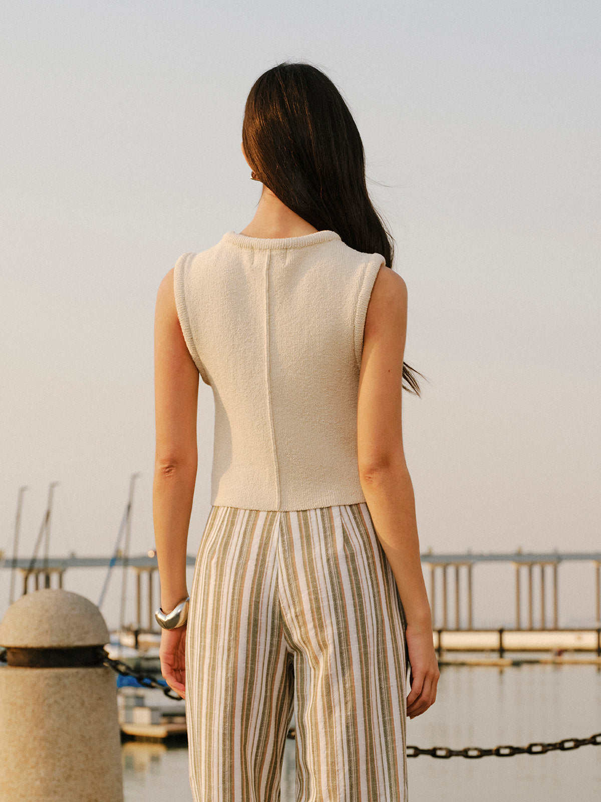 Button Front Sweater Vest-Chicvia