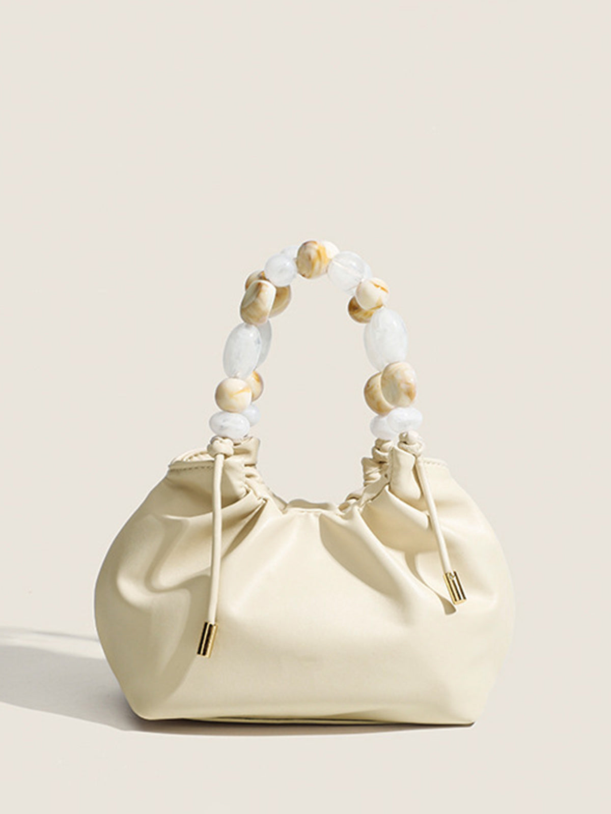 Pastel Beaded Handle Hobo Bag-Chicvia