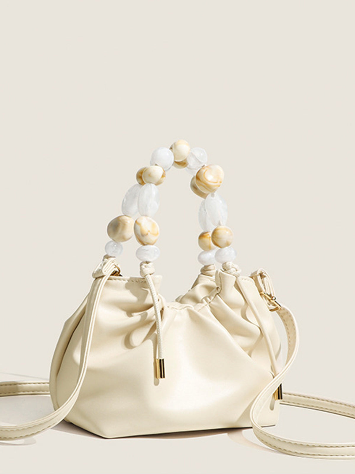 Pastel Beaded Handle Hobo Bag-Chicvia