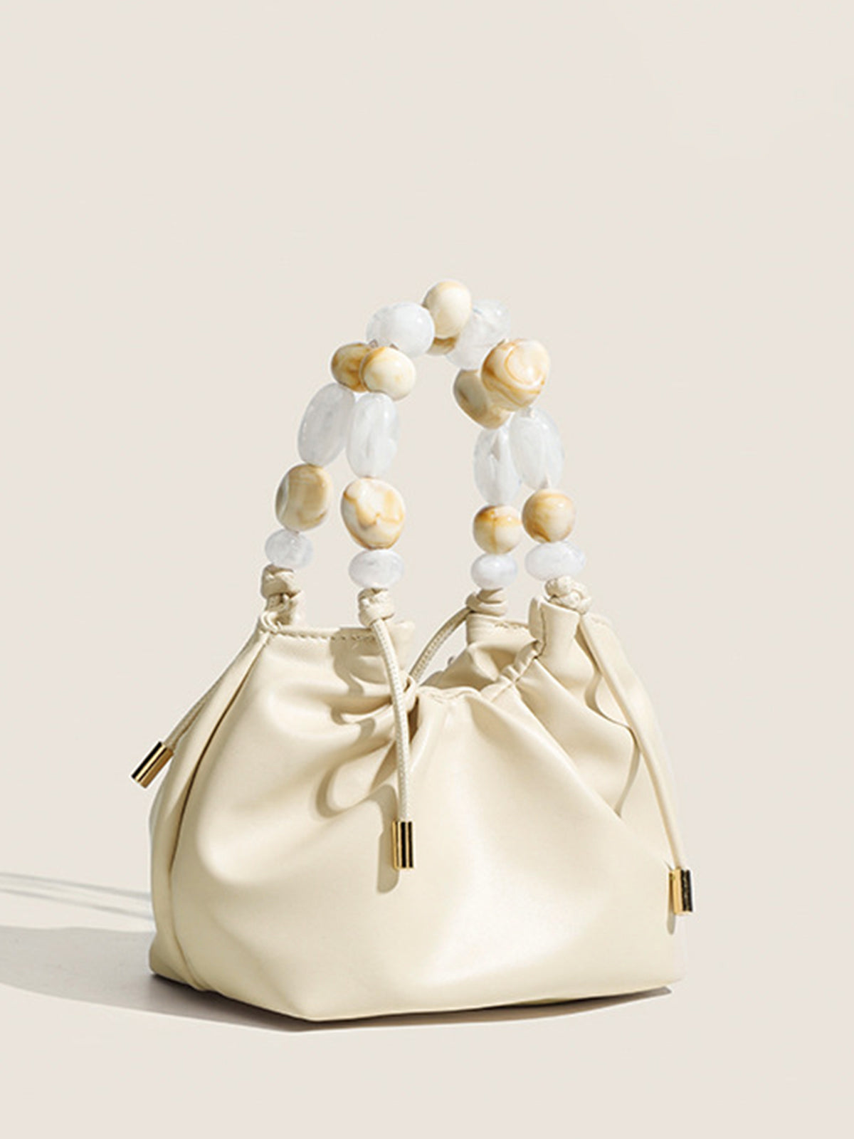 Pastel Beaded Handle Hobo Bag-Chicvia