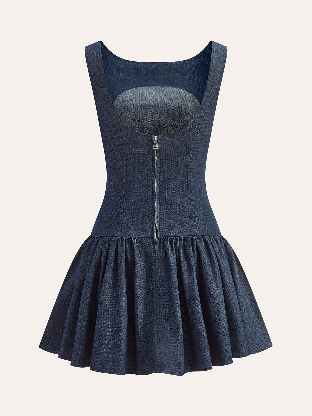 Denim Sleeveless Flare Dress-Chicvia