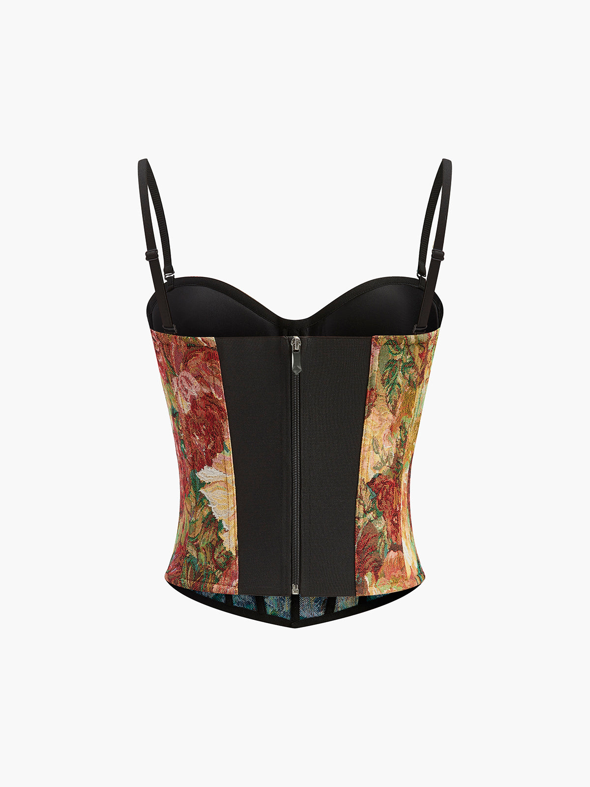 Floral Jacquard Bustier Corset Top-Chicvia