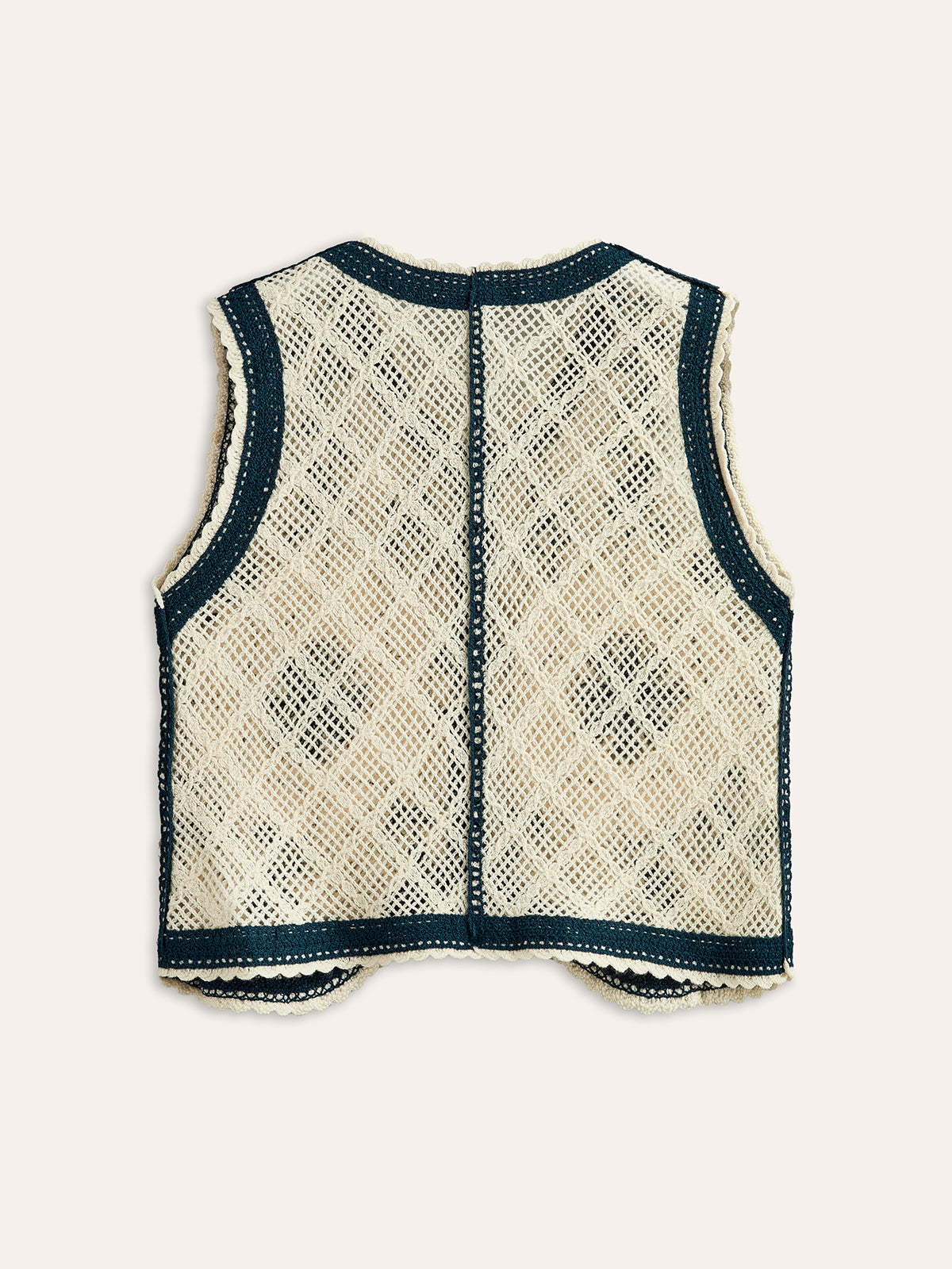 Embroidered Crochet Knit Vest-Chicvia