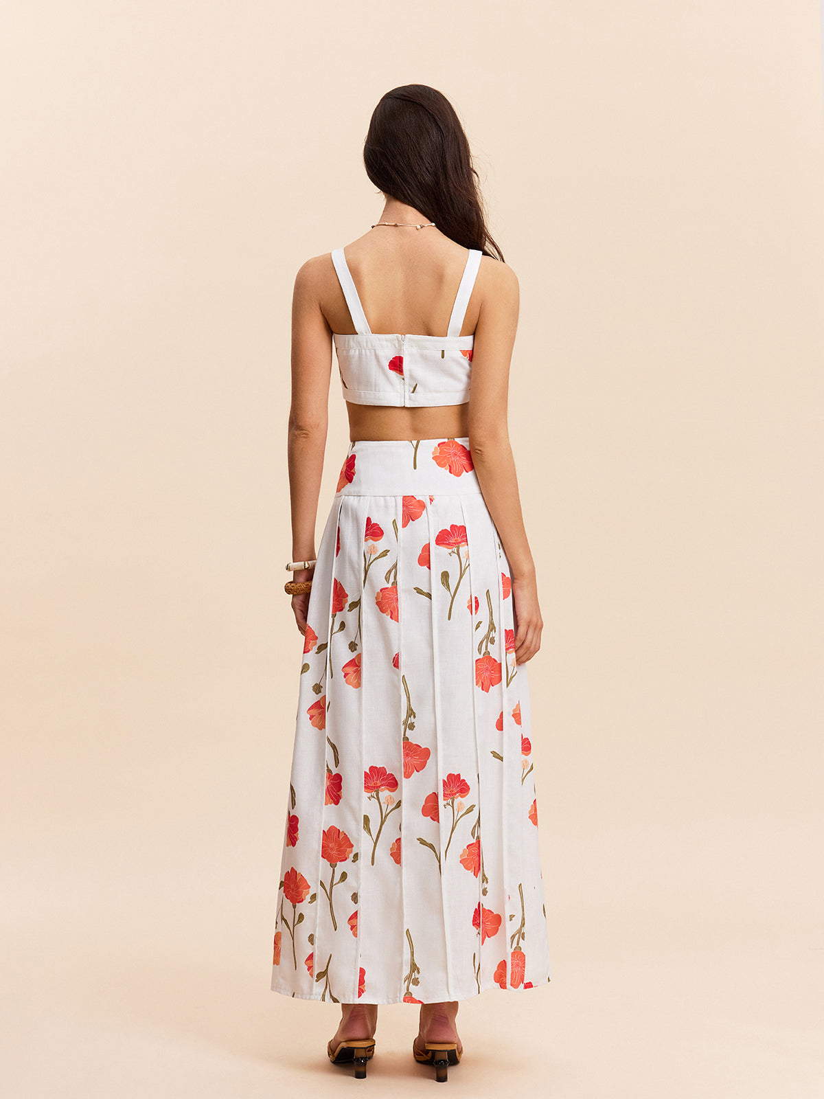 Floral Crop Top With Skirt Set-Chicvia