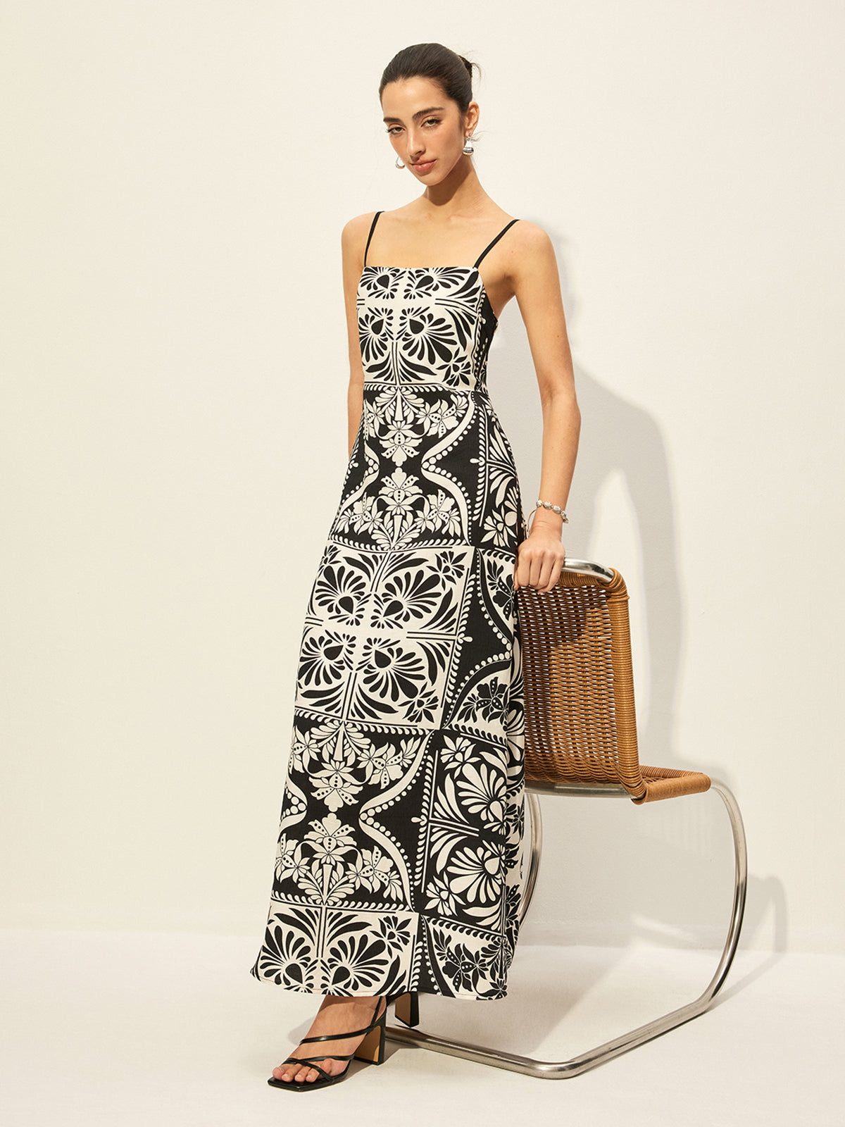 Floral Print Cami Dress-Chicvia