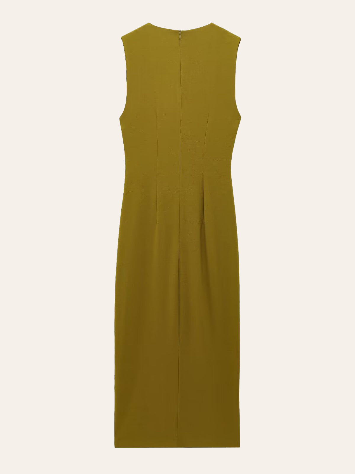 Metal Detail Shirred Waist Sleeveless Spilt Dress-Chicvia