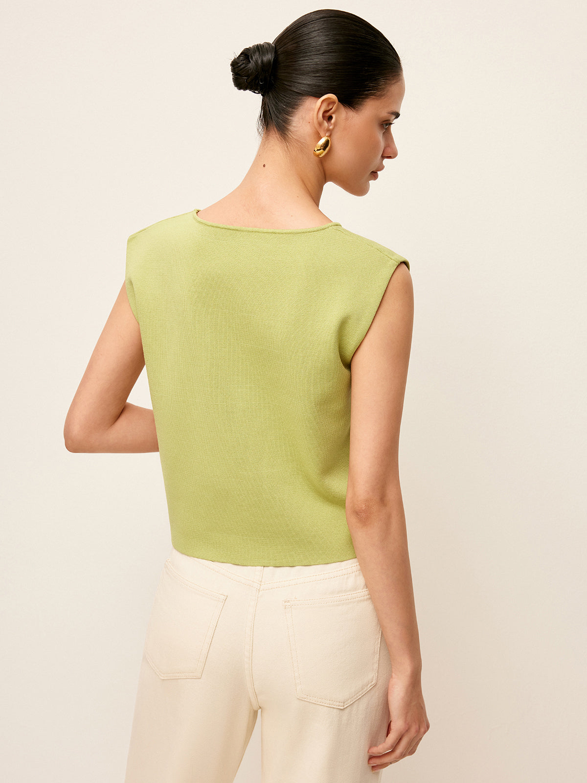 Metal Detail Knit Top-Chicvia