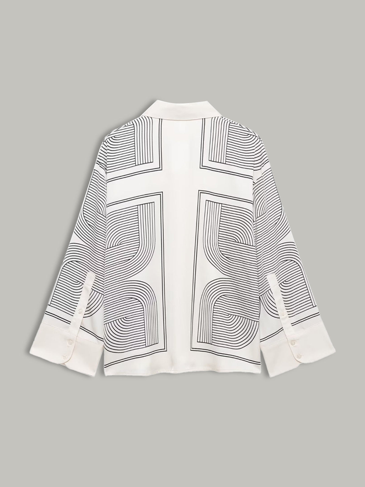 Geometrical Print Lapel Shirt-Chicvia