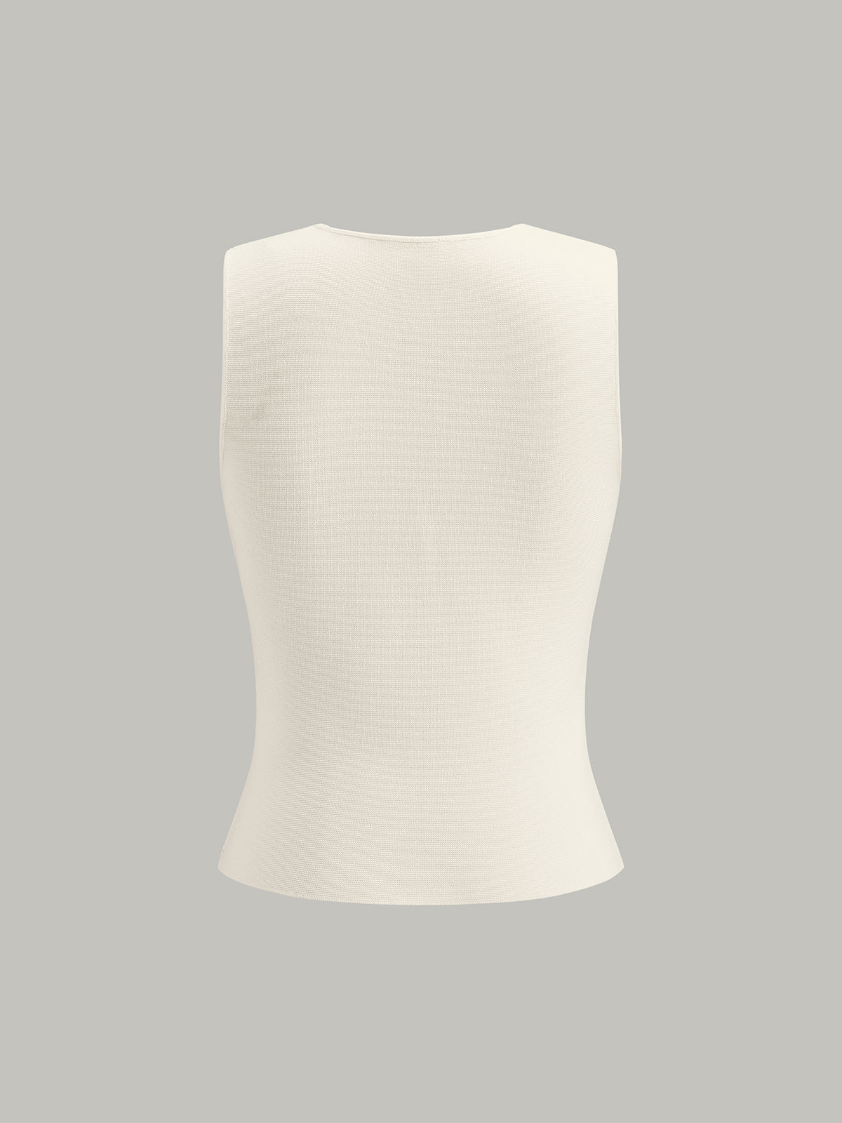 Metal Detail V-Neck Spilt Sweater Vest-Chicvia