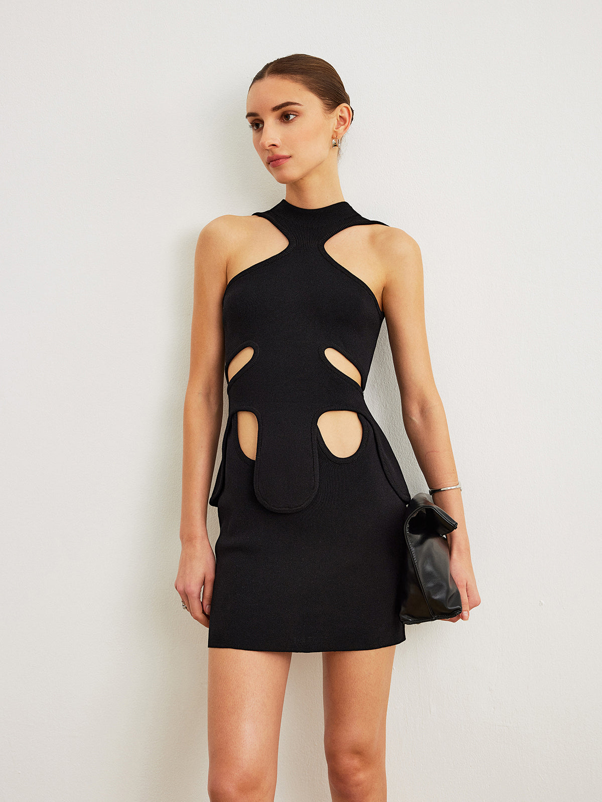 Cut-Out Halter Dress-Chicvia