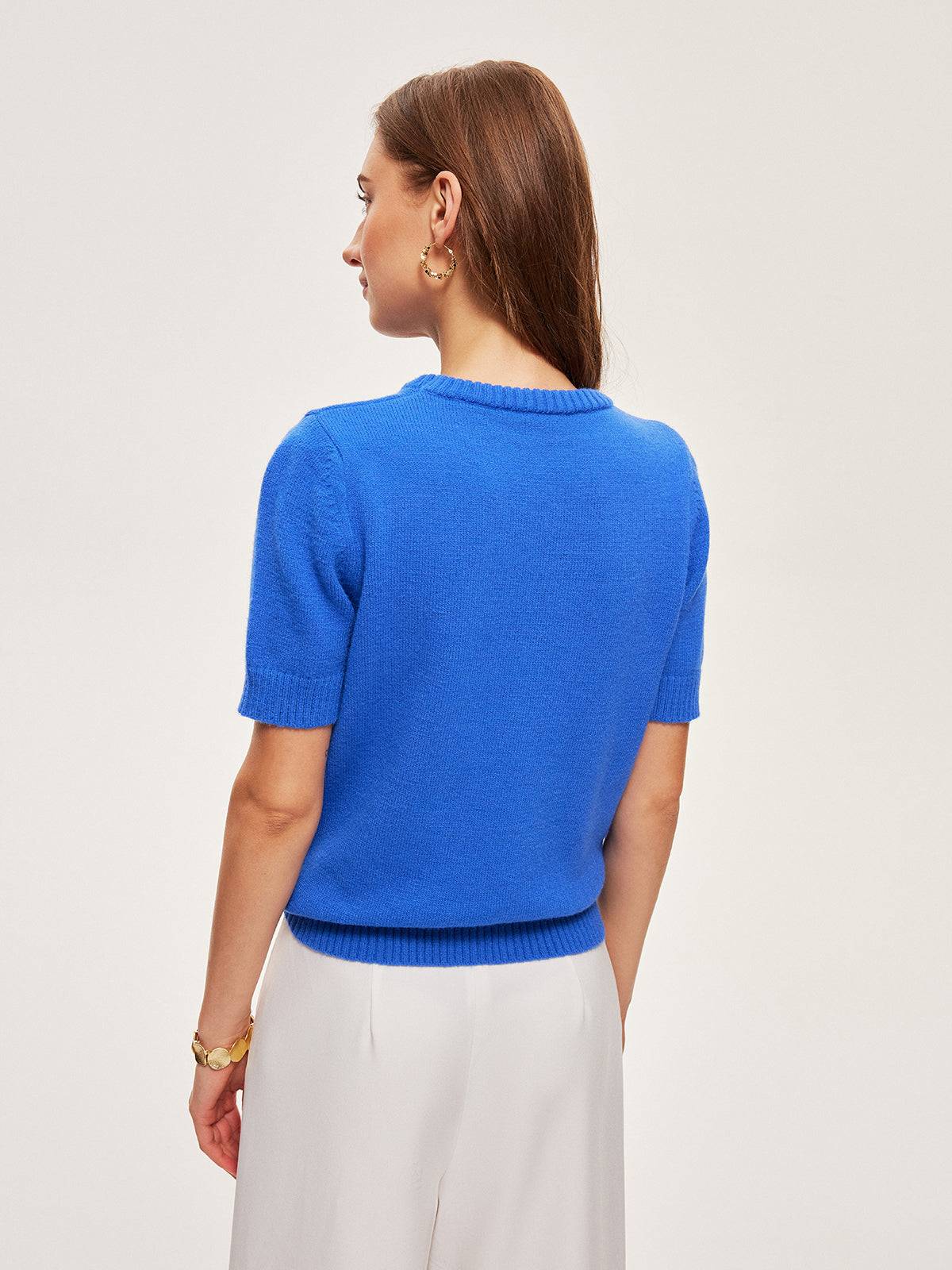 Knitted Short-Sleeve Top-Chicvia