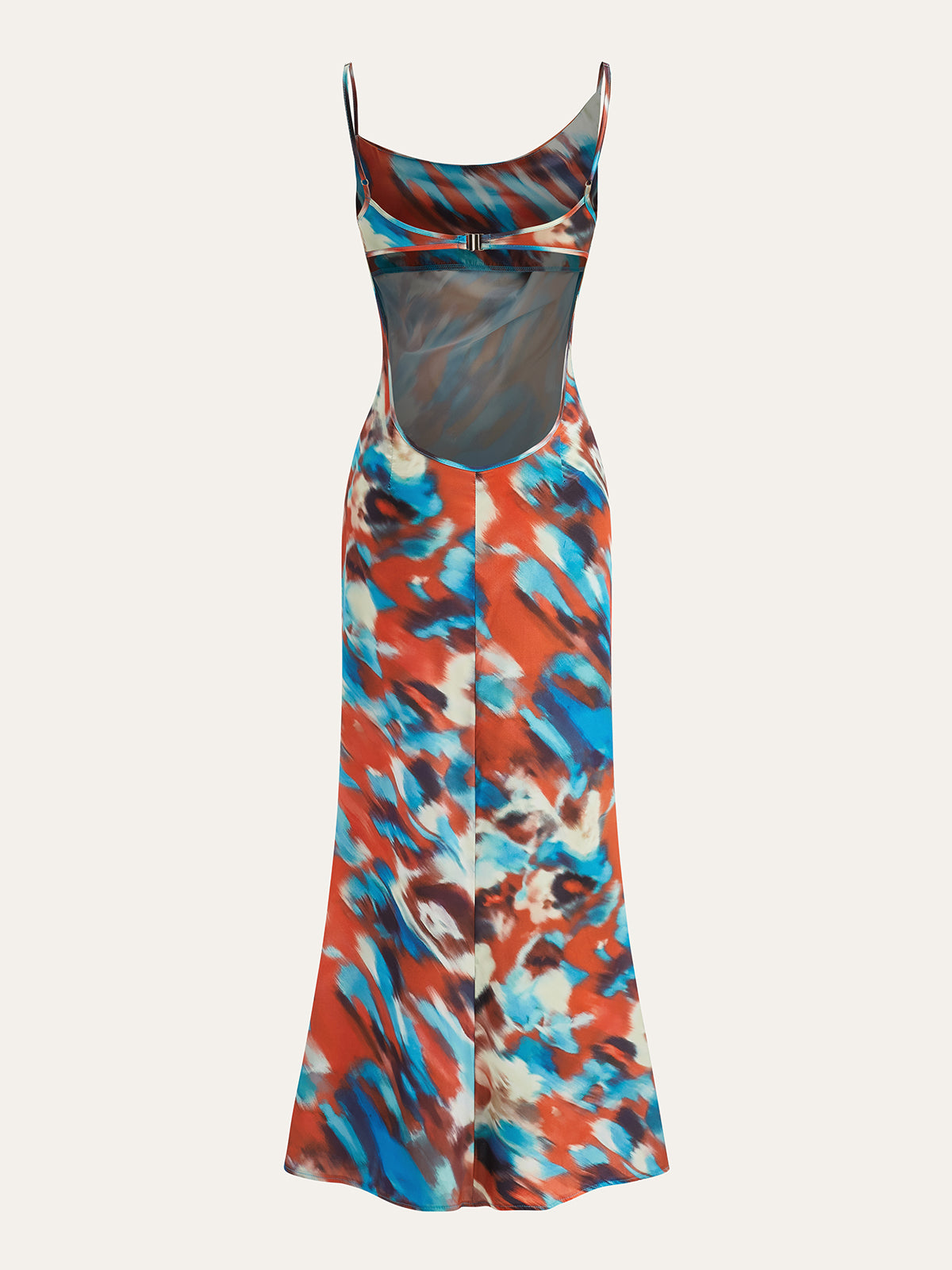 Multi Color Asymmetrical Neck Backless Long Dress-Chicvia