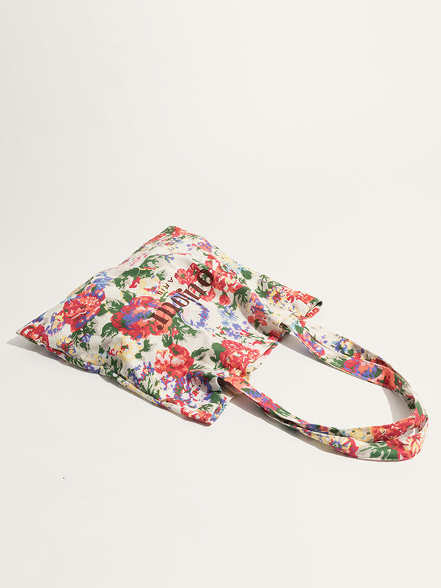 Cotton Tropical Floral Print Bag-Chicvia