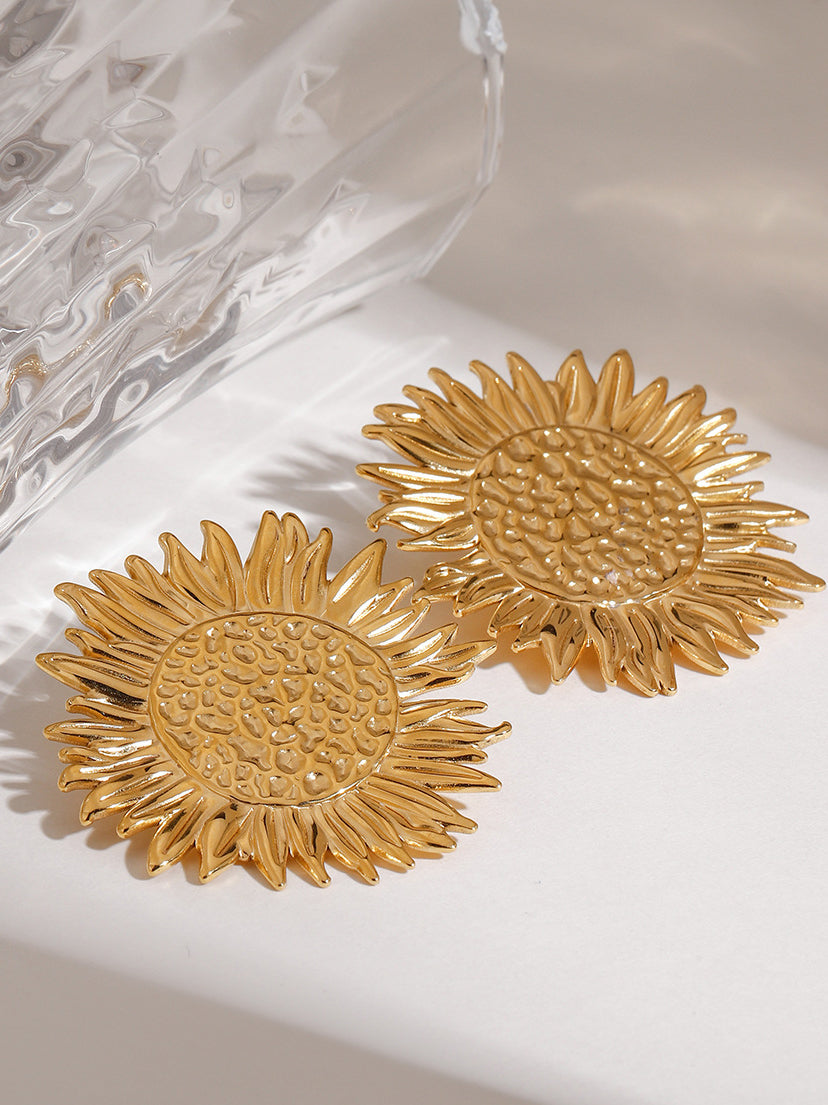 Golden Sunflower Earrings-Chicvia
