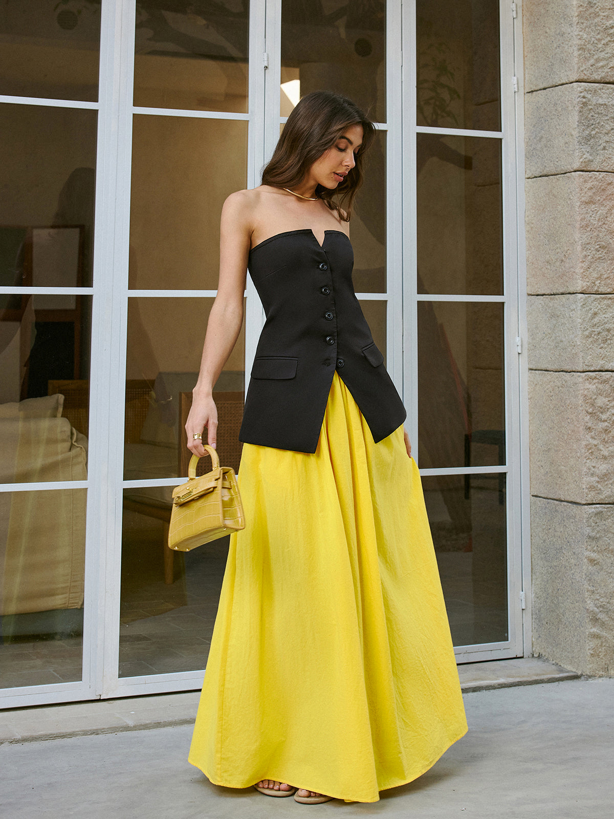 Cotton Pocket Detail Skirt-Chicvia