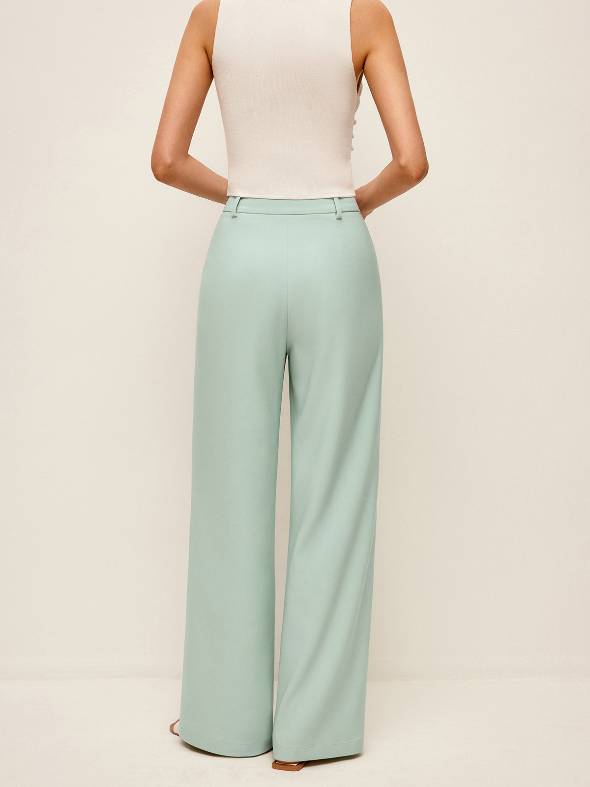 Mid-Waist Wide-Leg Pants Without Belt-Chicvia
