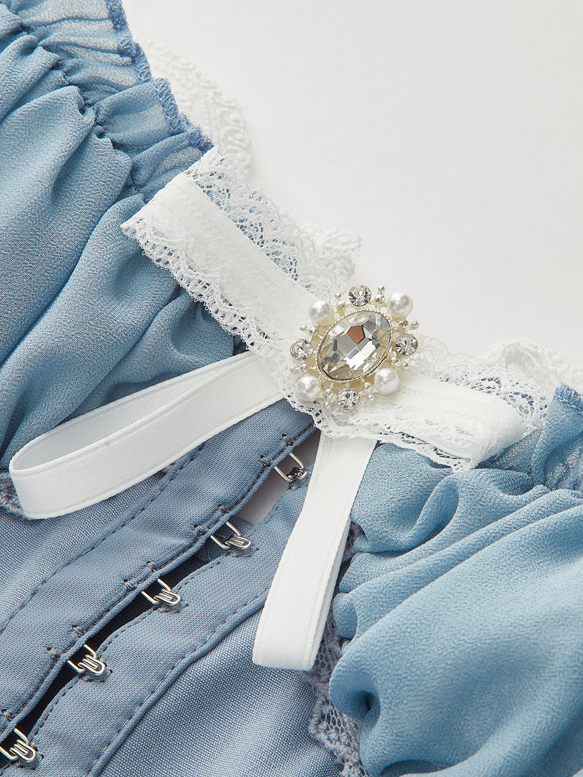 Lace Trim Sweetheart Neck Bow Detail Corset-Chicvia