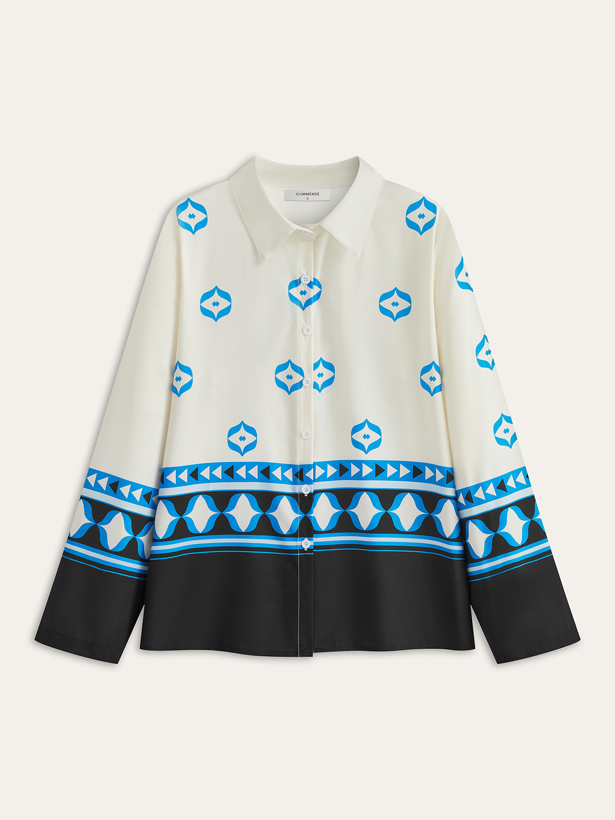 Oversized Print Lapel Pants Set-Chicvia