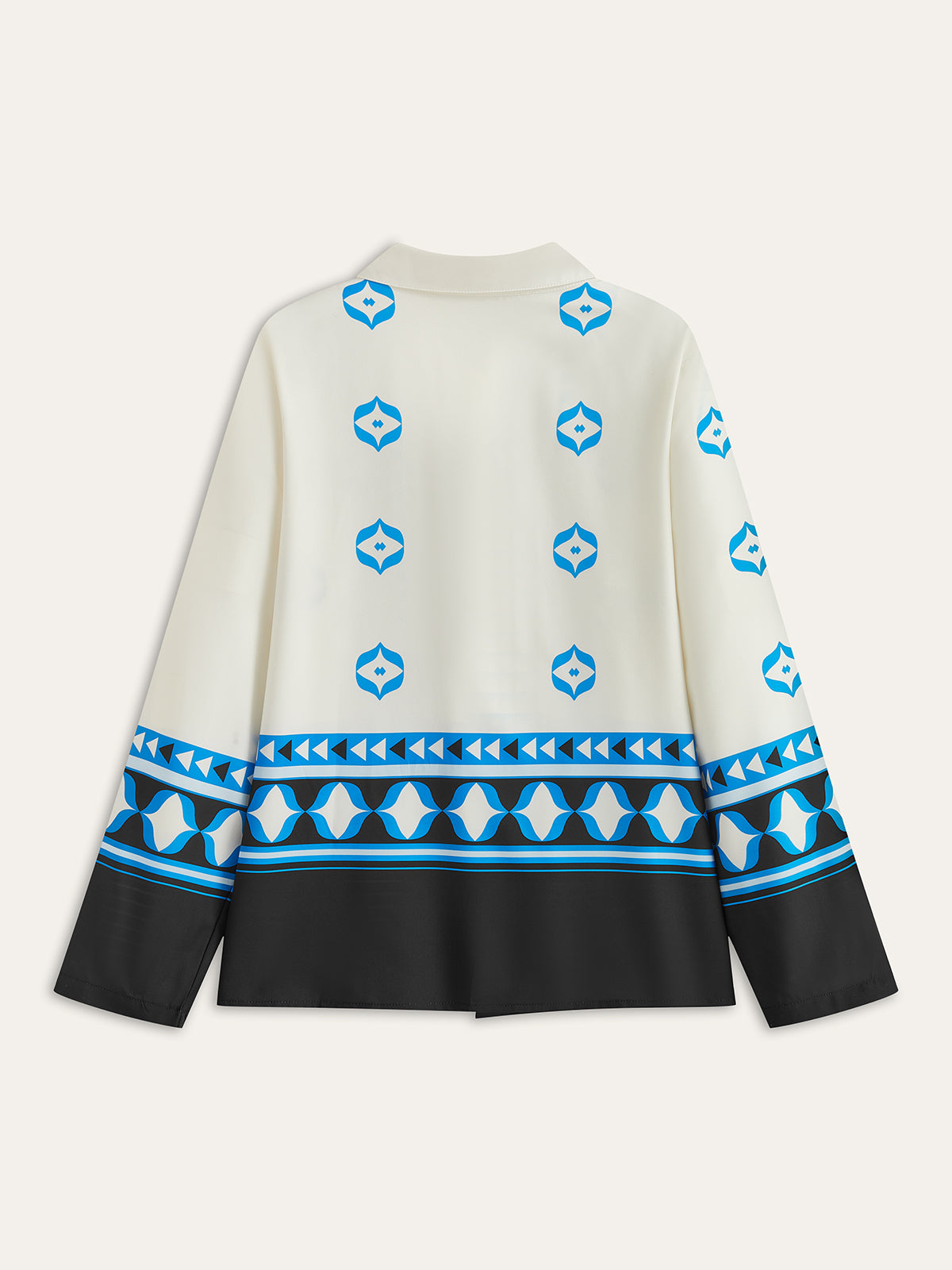 Oversized Print Lapel Pants Set-Chicvia