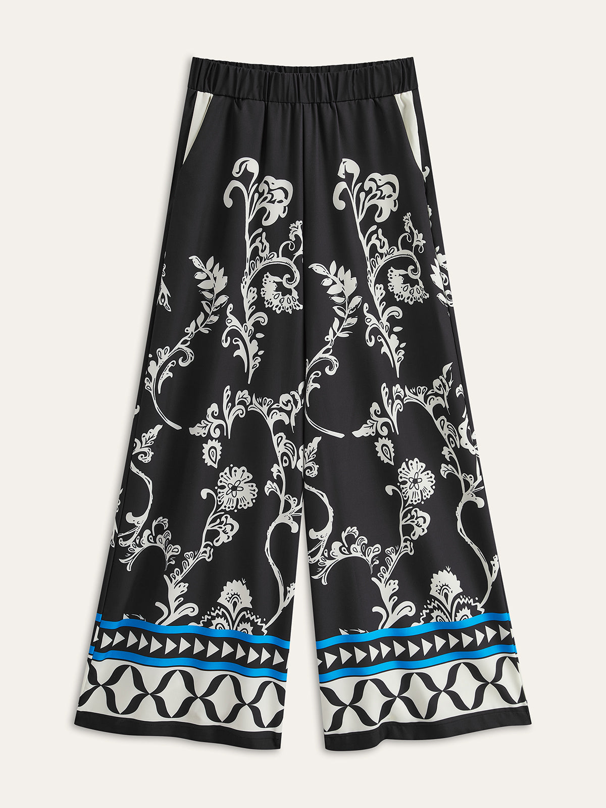 Oversized Print Lapel Pants Set-Chicvia