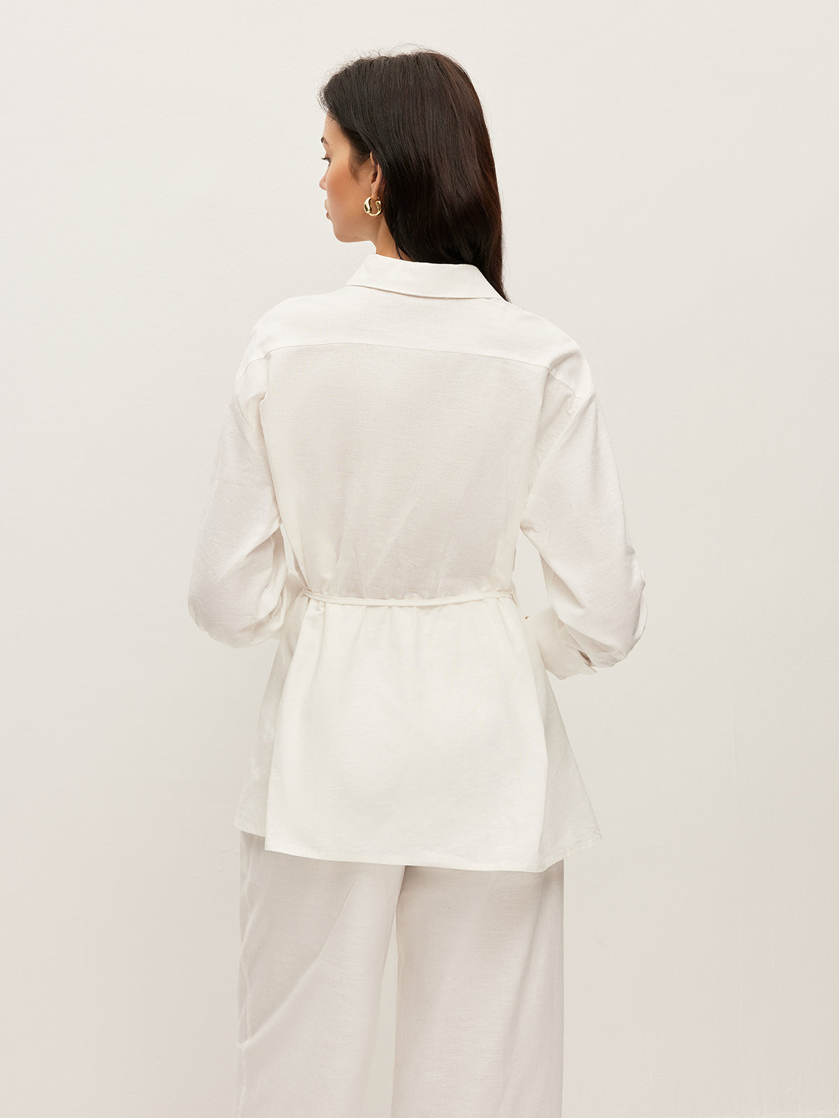 Cotton & Linen Wrap Shirt-Chicvia