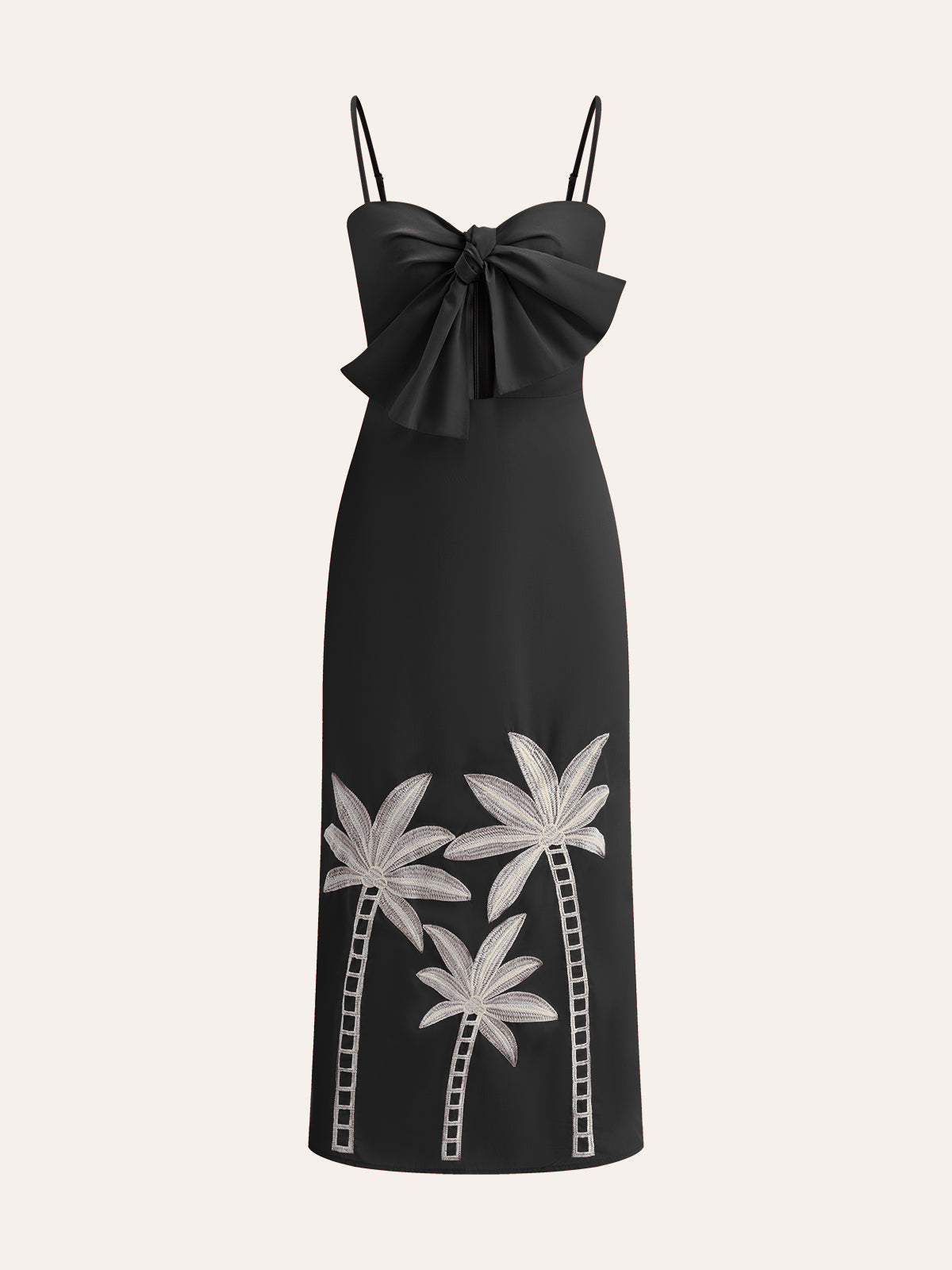 Embroidered Bow-Detail Cami Dress-Chicvia