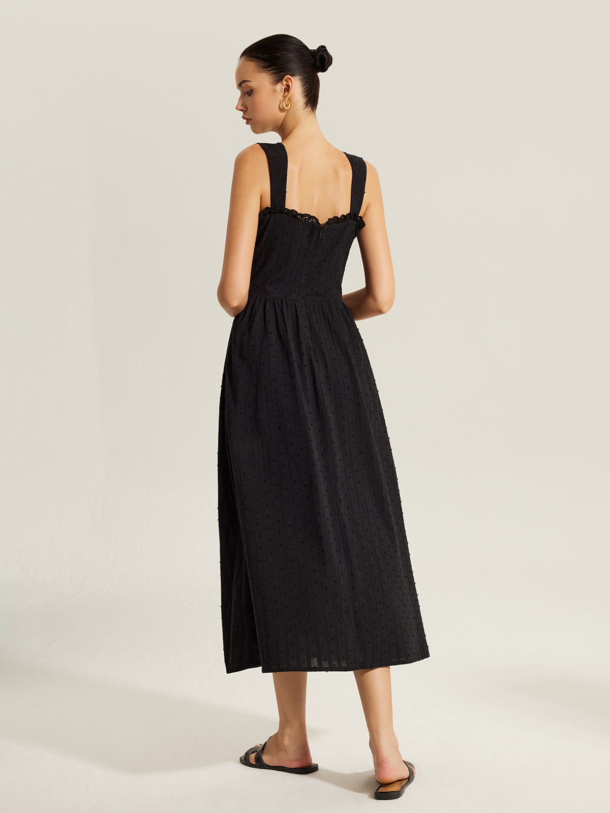 Cotton Sweetheart Neckline Dress-Chicvia