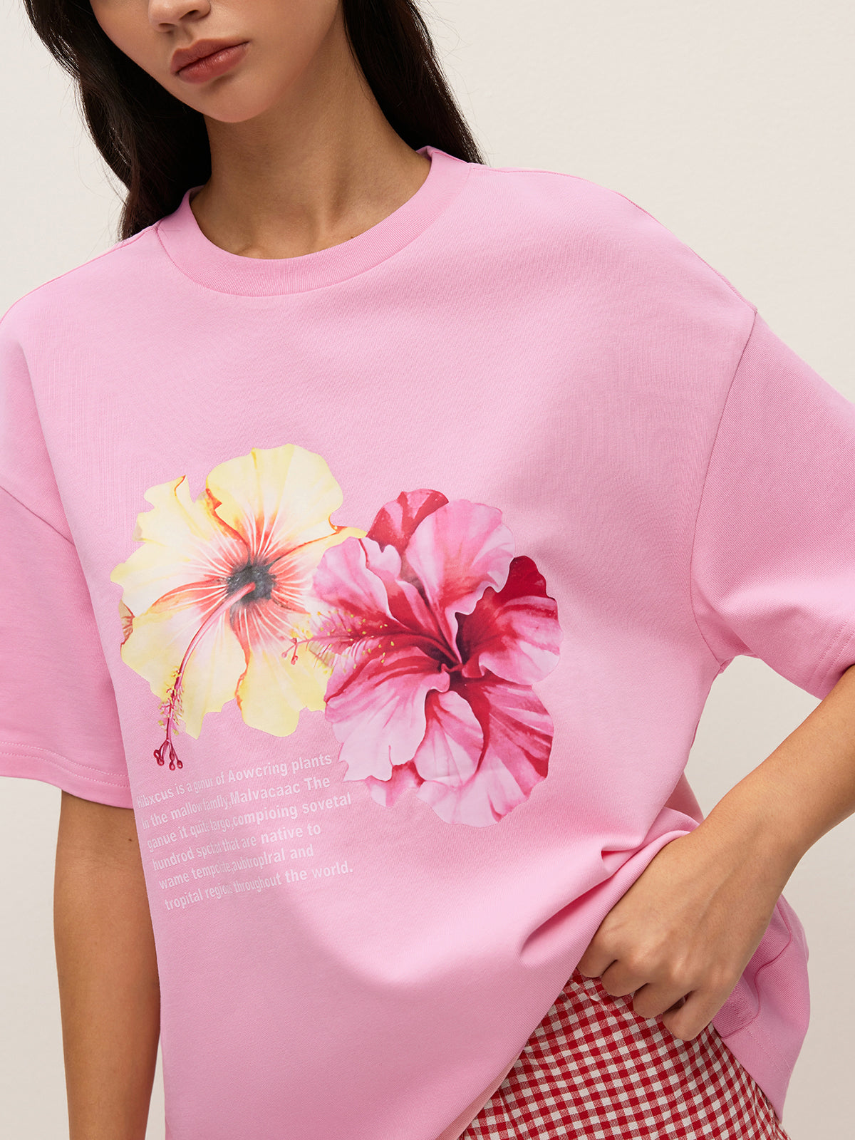 Cotton Floral Graphic Oversized T-Shirt-Chicvia