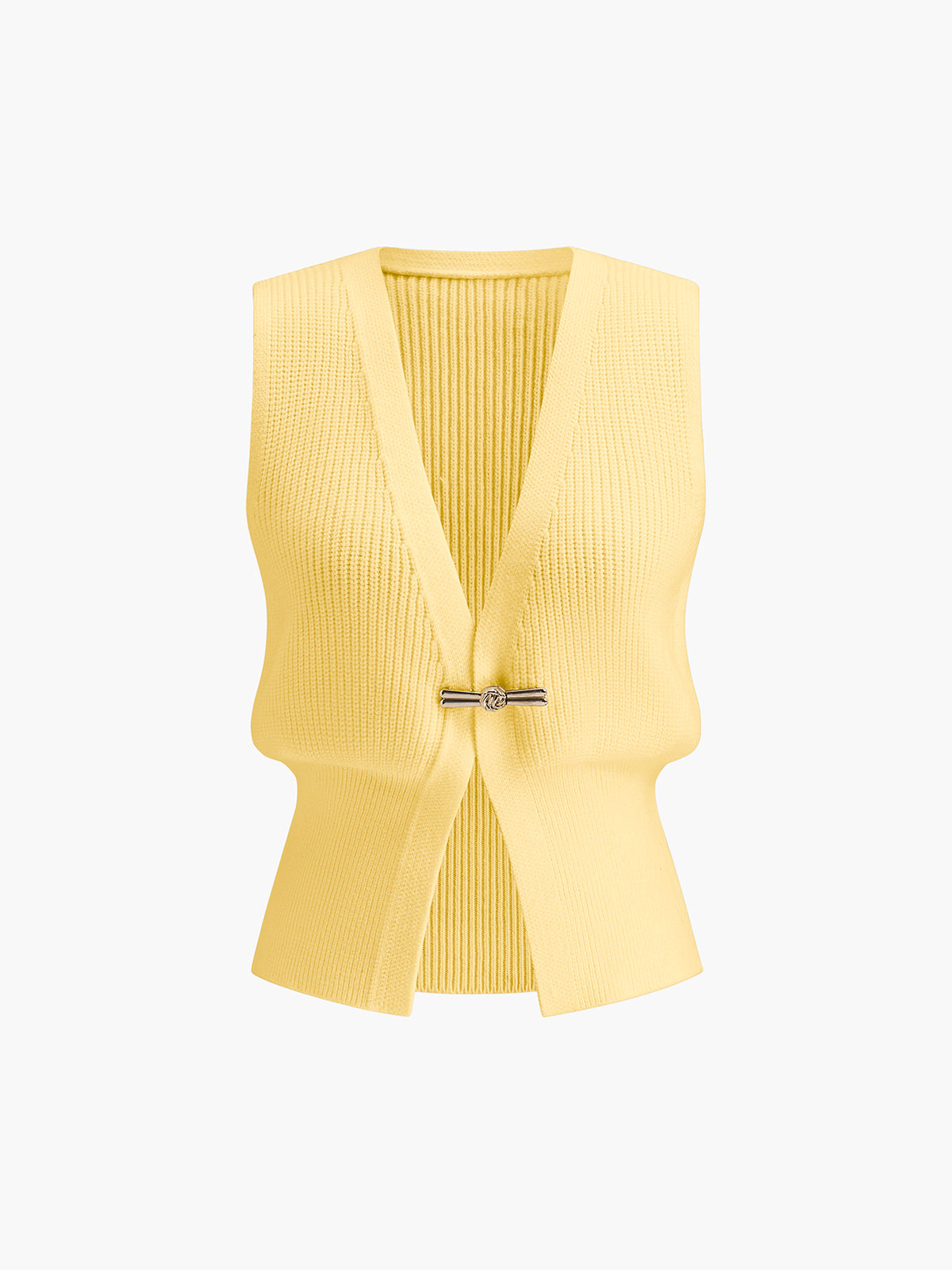 Metal Buckle Waisted Sweater Vest-Chicvia
