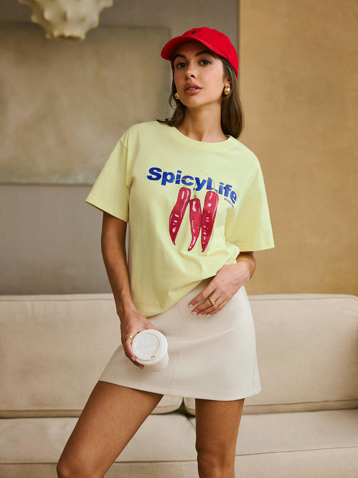 Cotton Print T-Shirt-Chicvia