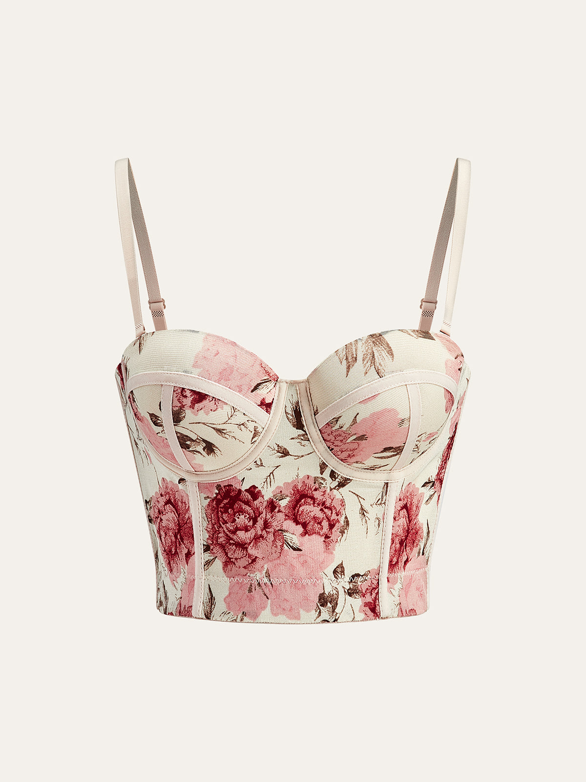 Floral Print Corset Top-Chicvia