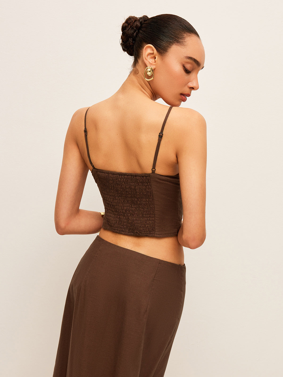 Cotton & Linen Button-Front Skirt Set-Chicvia