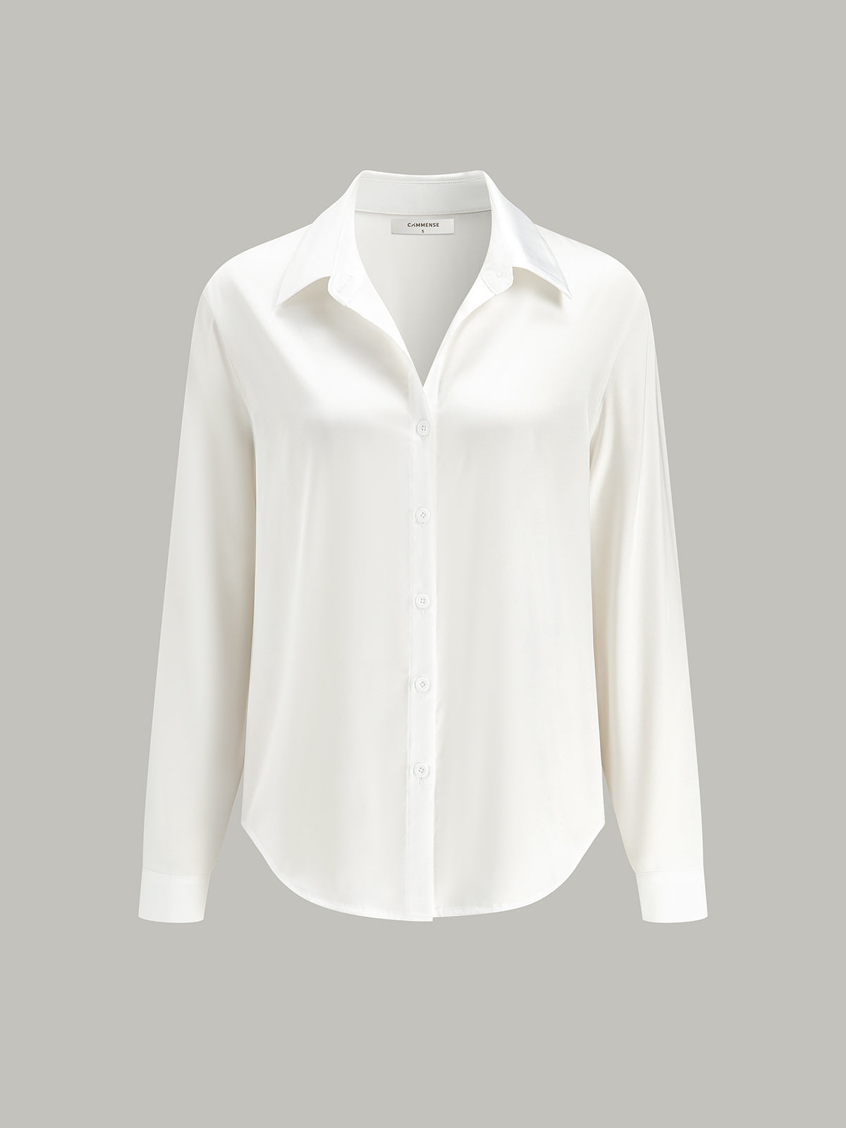Long-Sleeve Spread Collar Buttoned Shirt-Chicvia