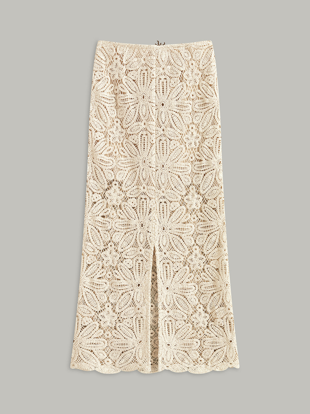 Cotton Crochet Lace Semi-Sheer Skirt-Chicvia