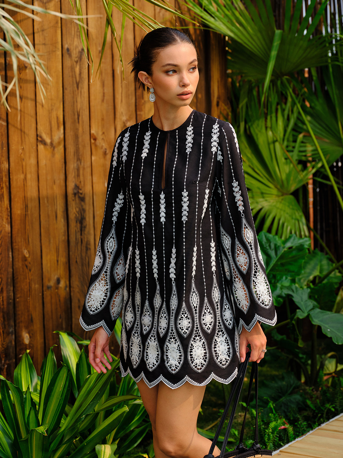 Embroidered Boho A-Line Dress-Chicvia