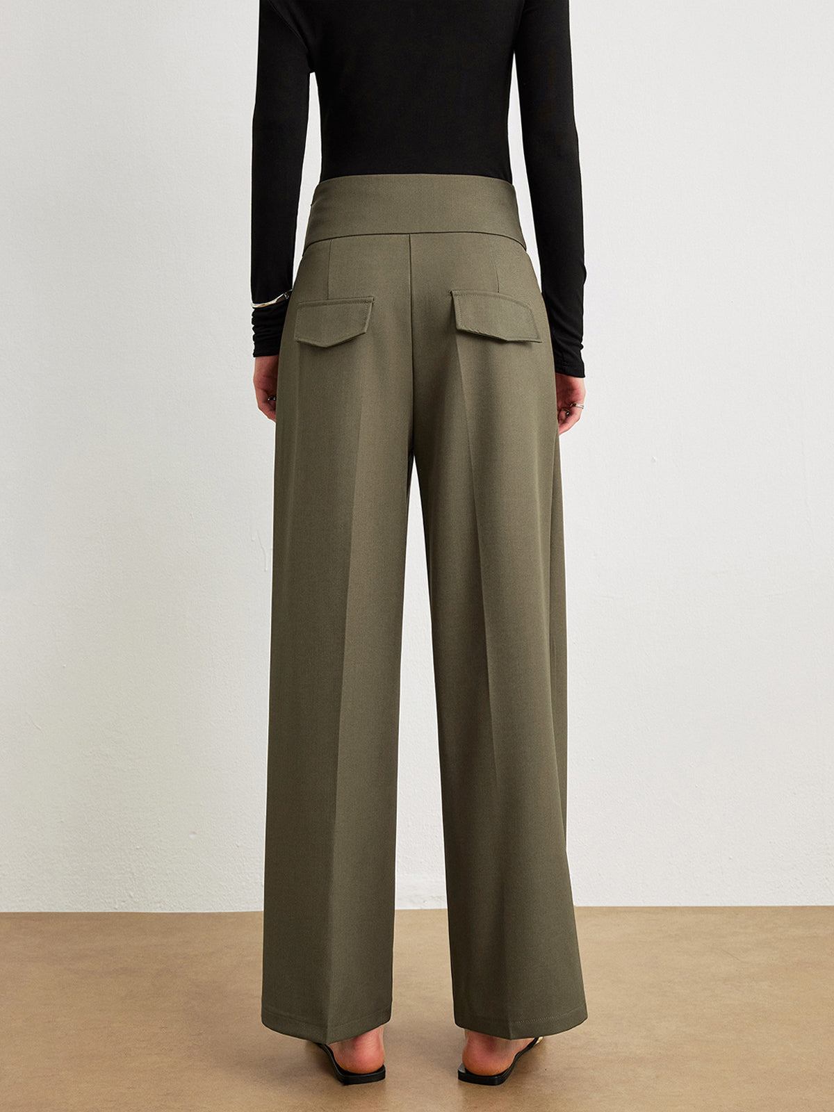 Mid-Waist Asymmetrical Design Pants-Chicvia