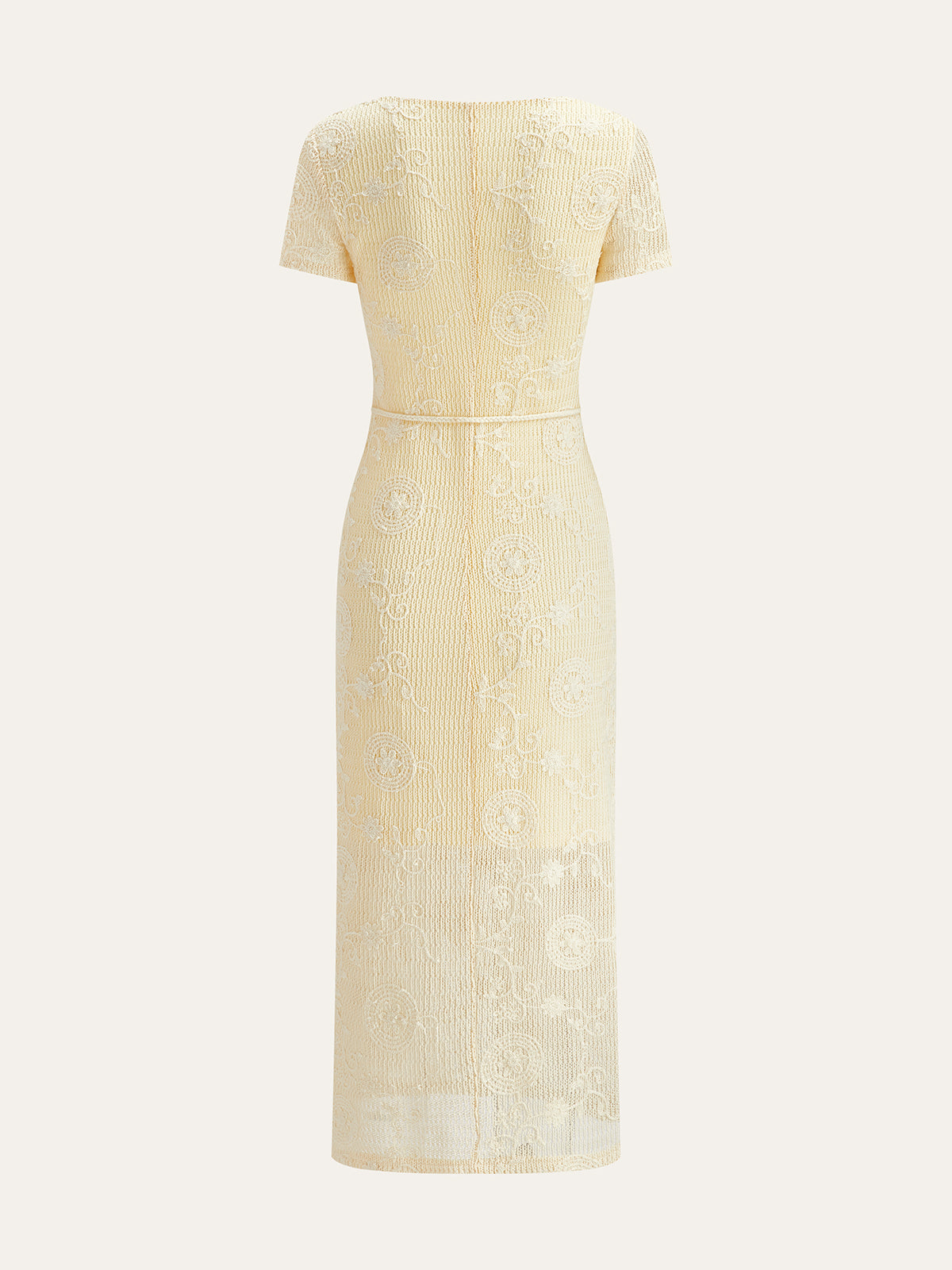 Crochet Belted Midi Dress-Chicvia