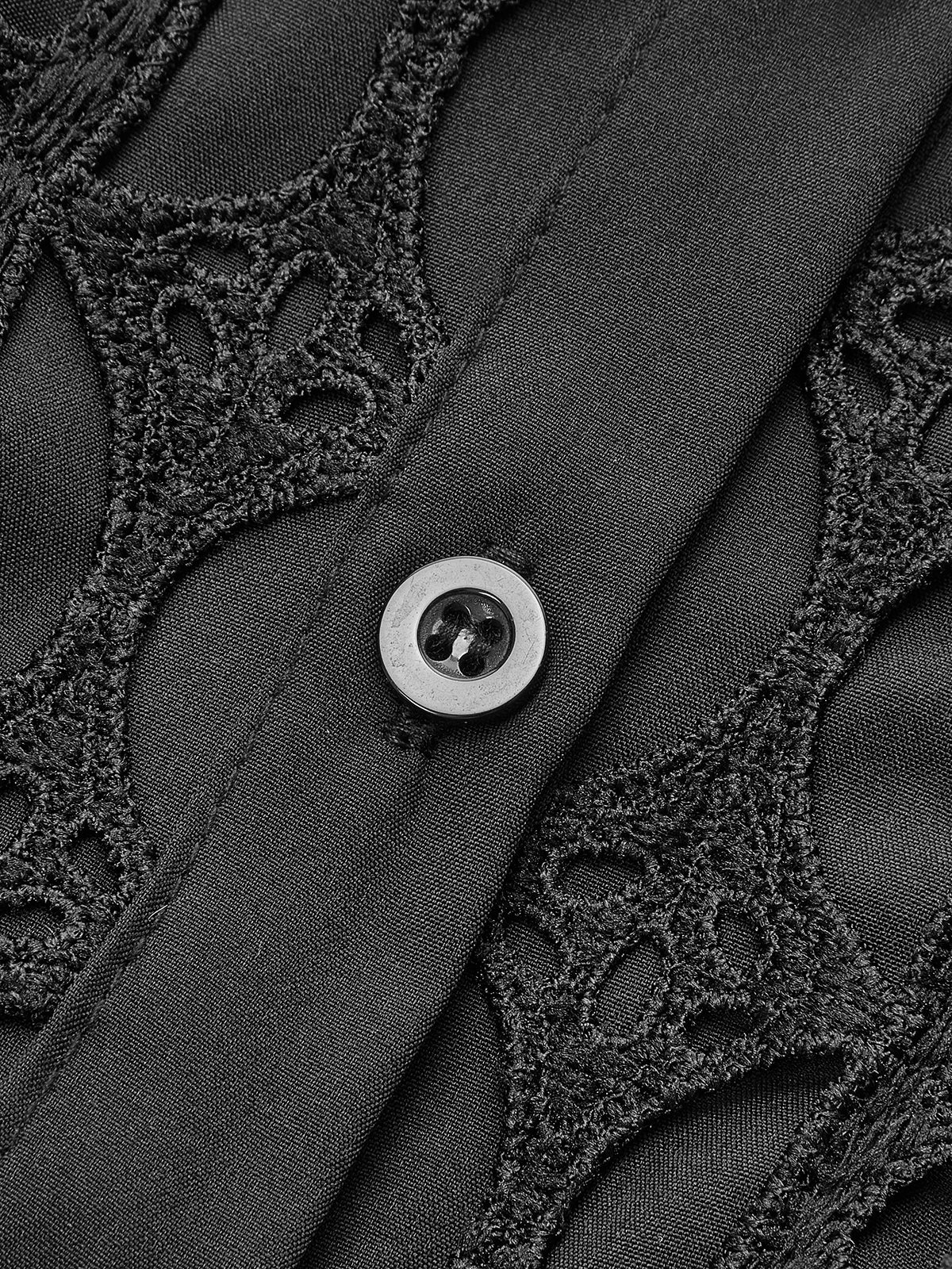 Eyelet Lace Paneled Dress With Waist Tie-Chicvia