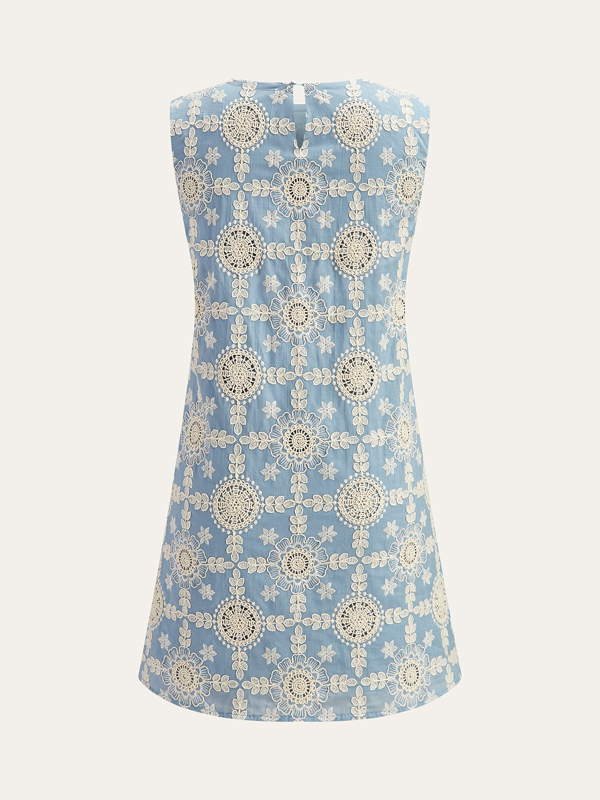 Embroidered Cotton Sleeveless Dress-Chicvia