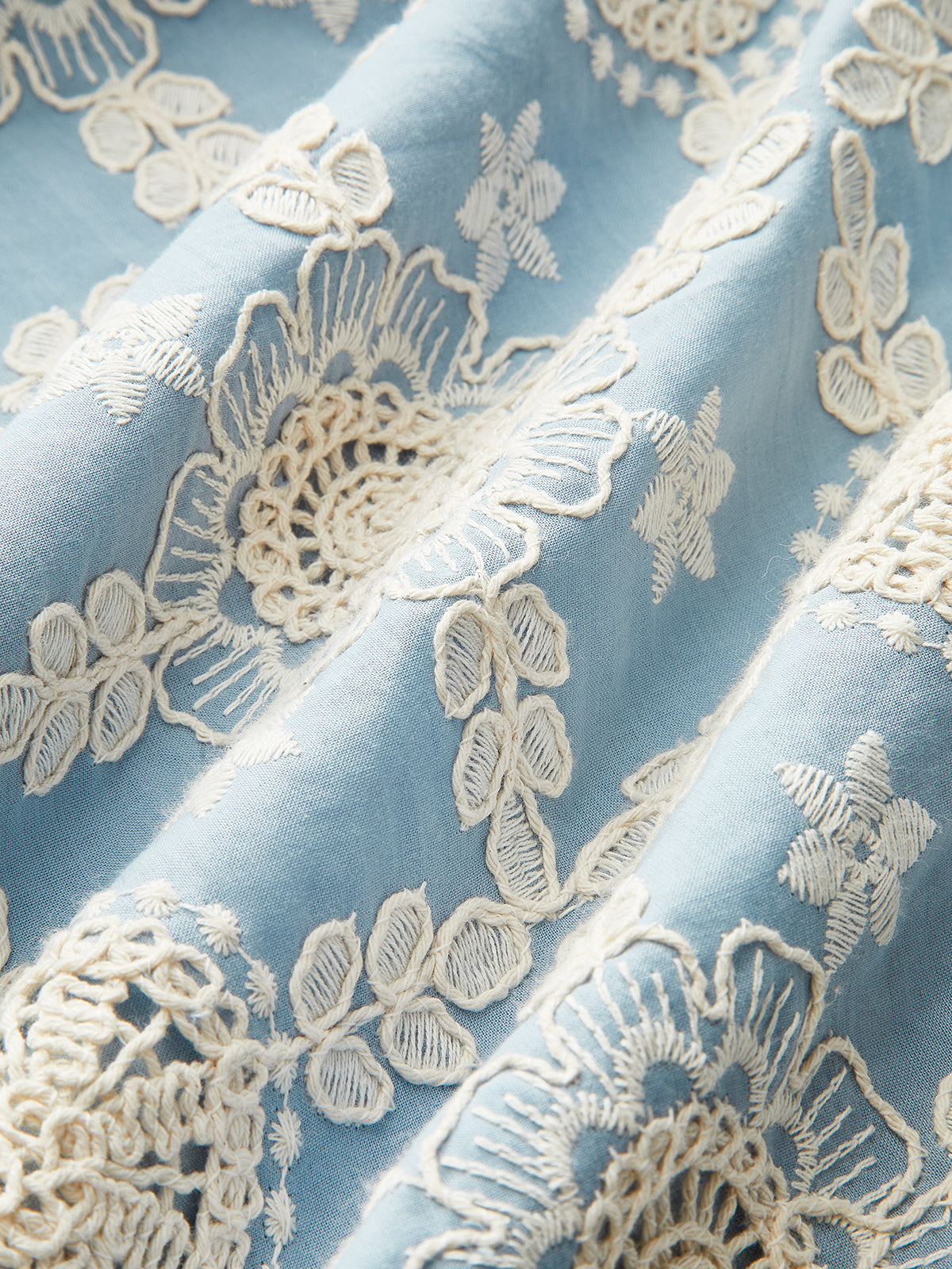 Embroidered Cotton Sleeveless Dress-Chicvia