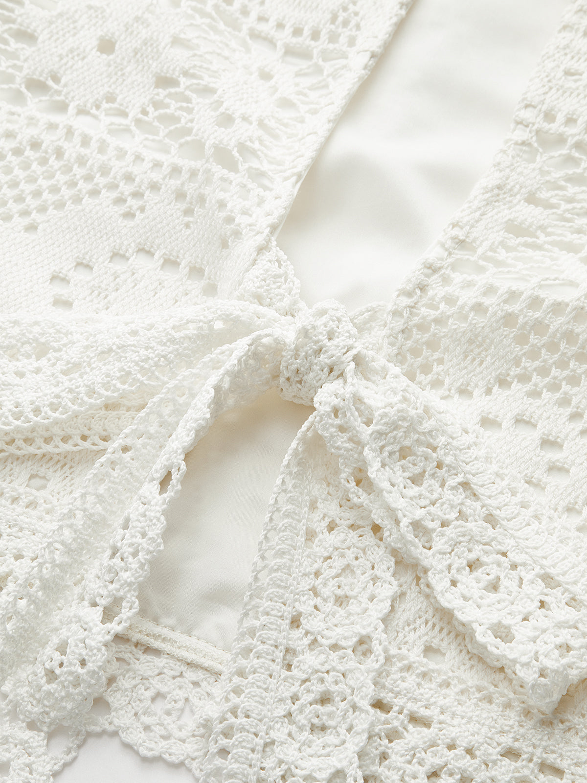 Crochet Tie-Back Semi-Sheer Skirt Set-Chicvia