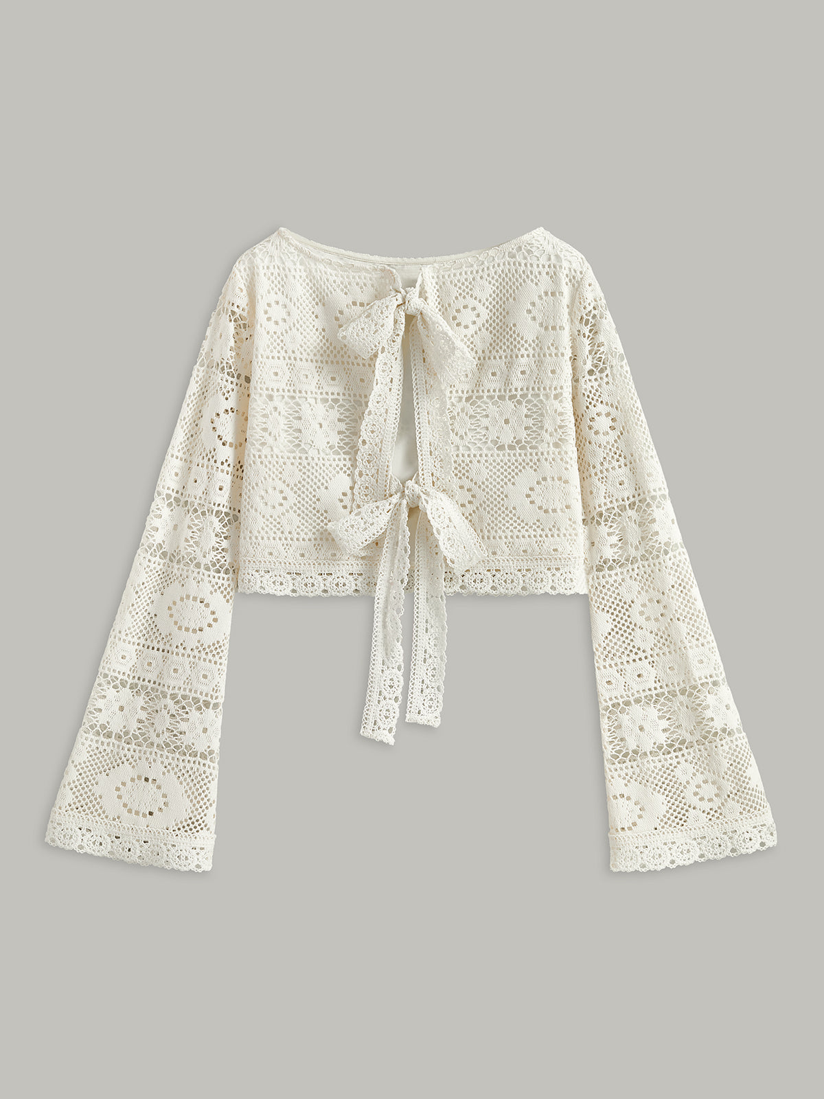 Crochet Tie-Back Semi-Sheer Skirt Set-Chicvia