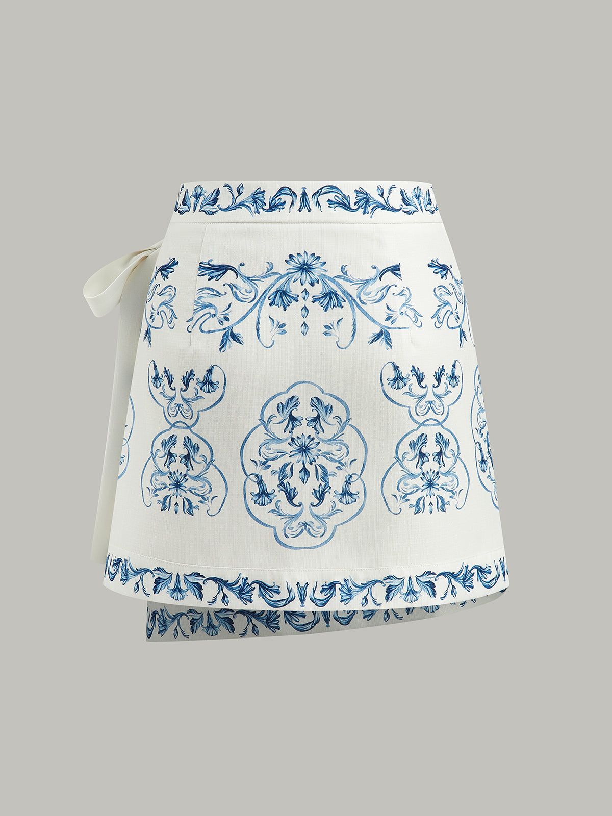 Floral Print Tie-Waist Wrap Skirt-Chicvia