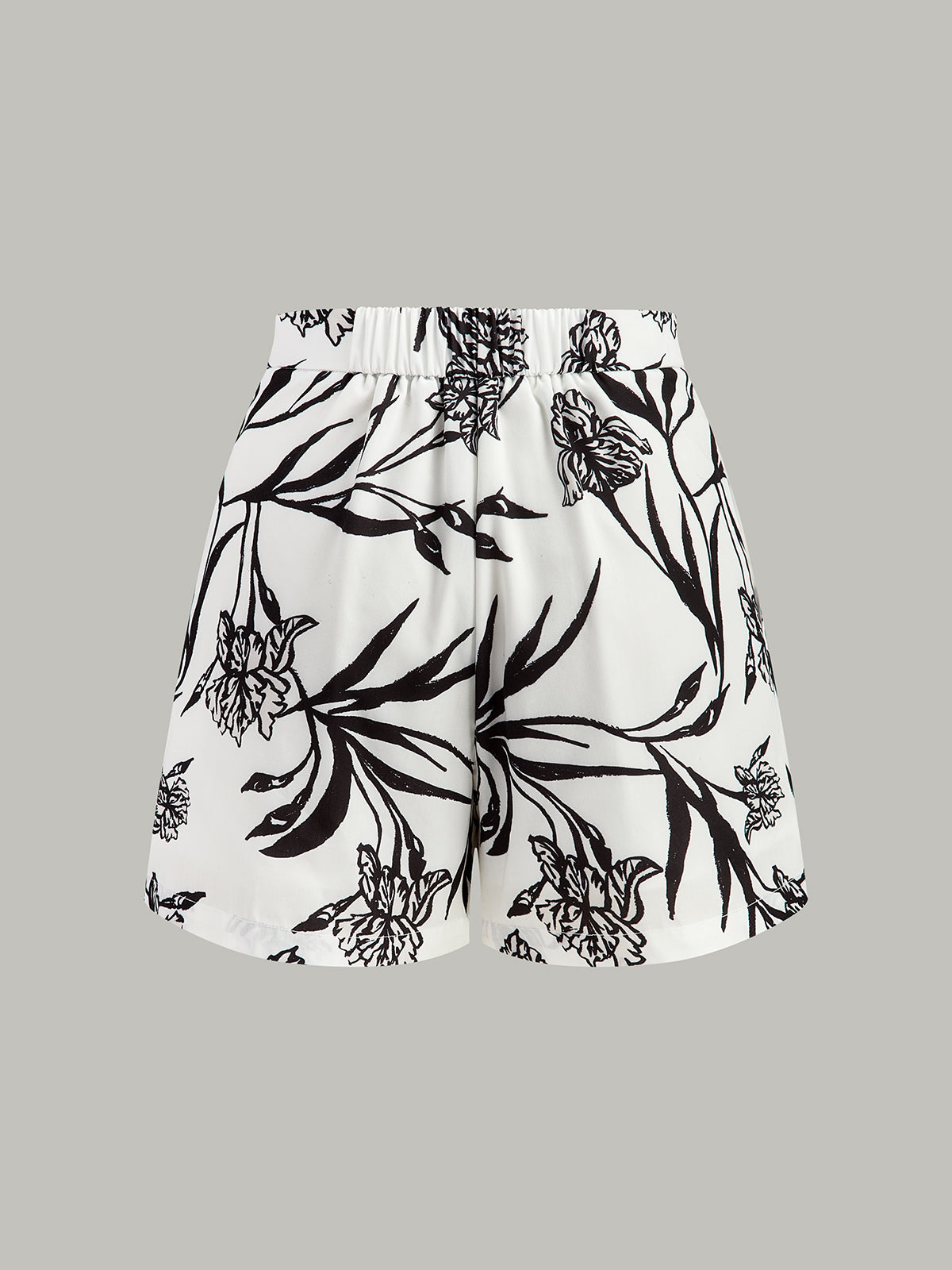 Floral Print Peplum Top With Shorts Set-Chicvia