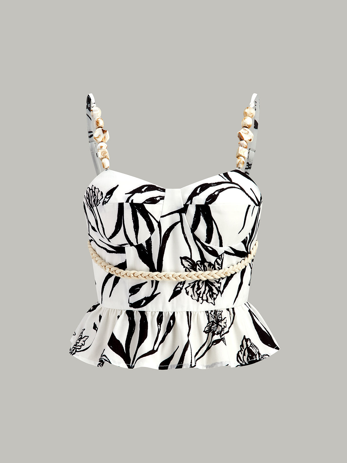 Floral Print Peplum Top With Shorts Set-Chicvia