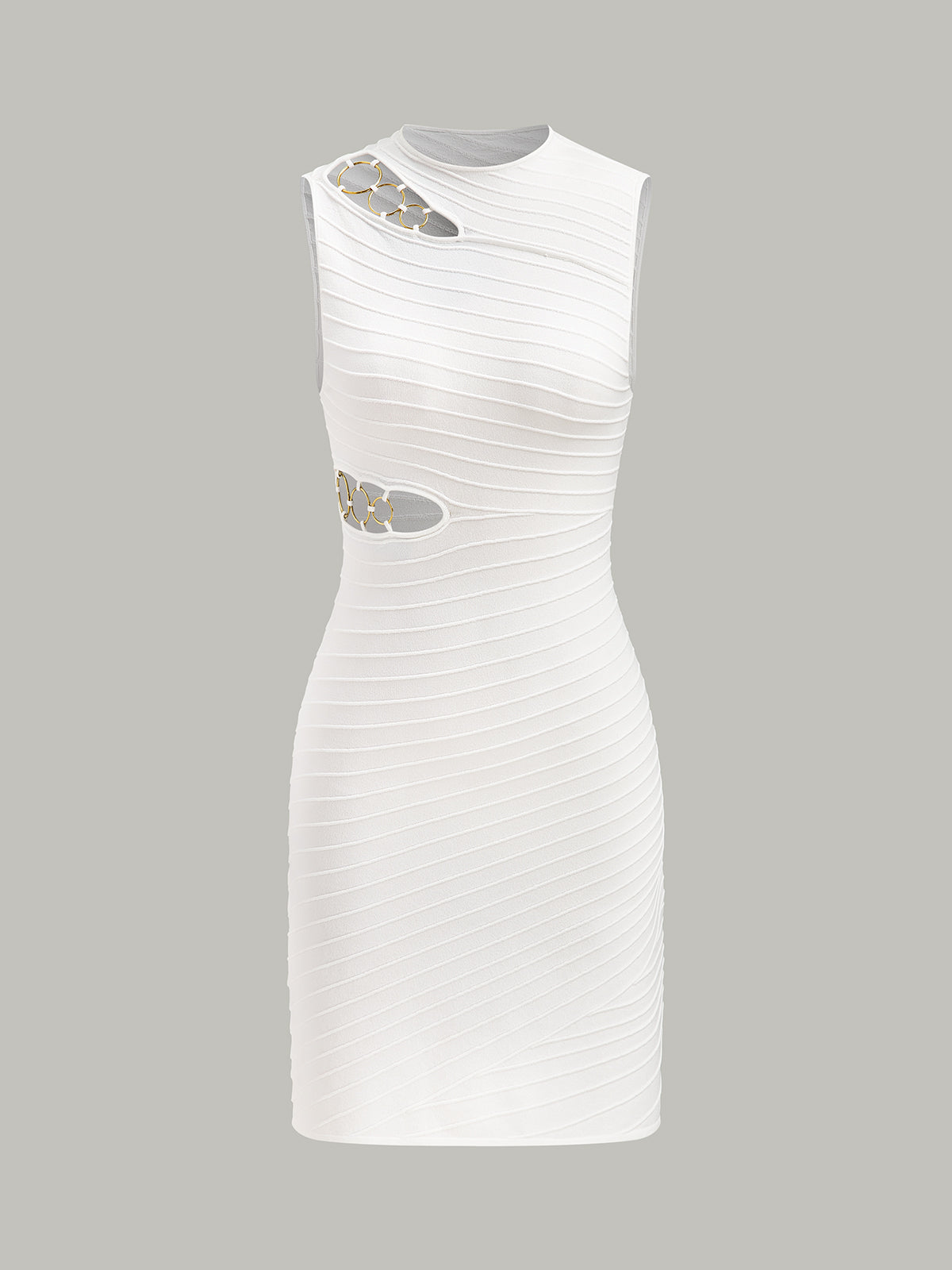 Cut-Out Chain Detail Knit Dress-Chicvia