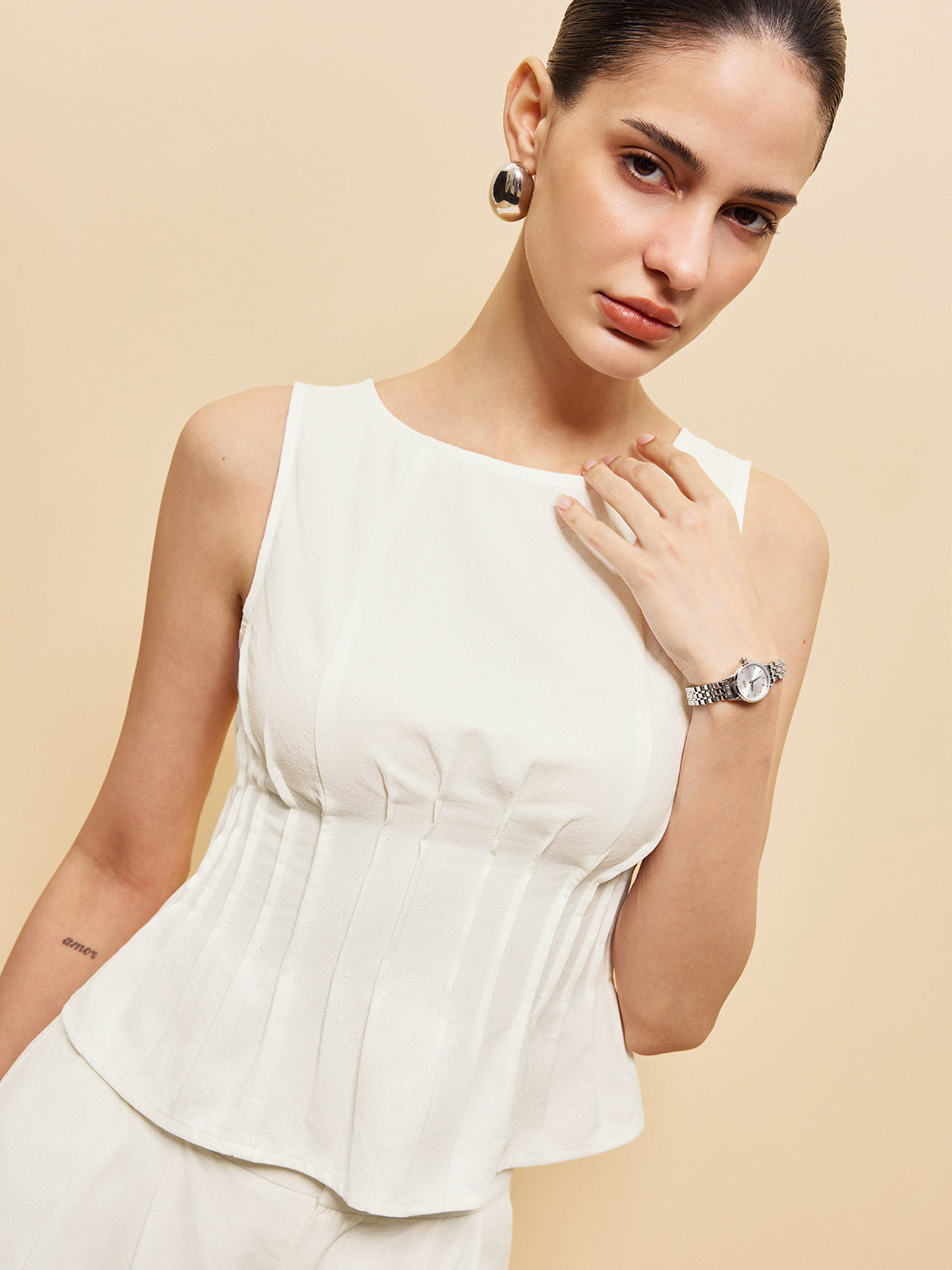 Peplum Top With Wide-Leg Pants Set-Chicvia